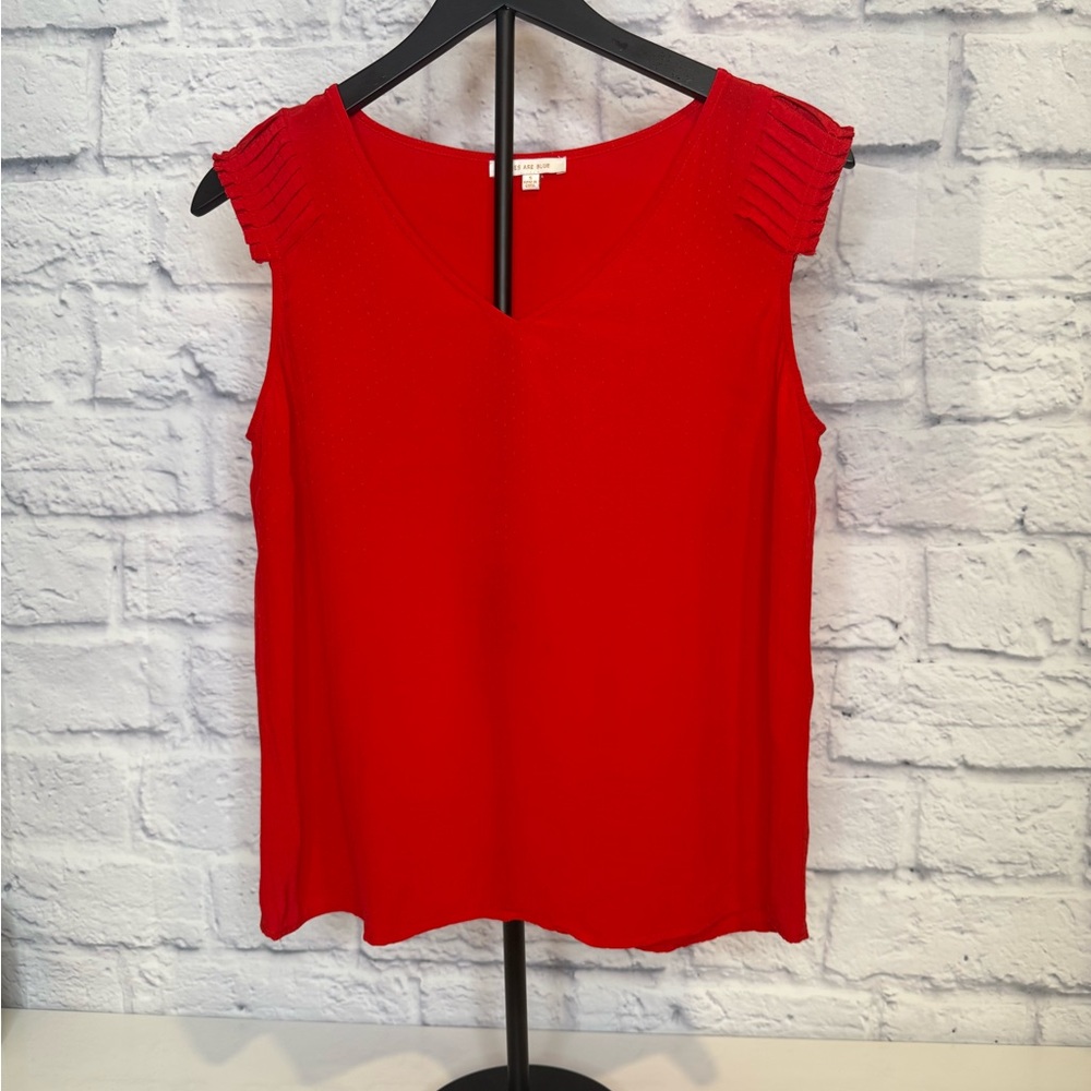 Skies Are Blue Vivid Red Sleeveless Blouse